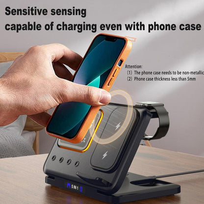 15W 5-in-1 Wireless Charger Stand with LED Digital Alarm Clock