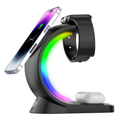 4-in-1 Magnetic Wireless Charger – Fast Charging Station with Ambient Light