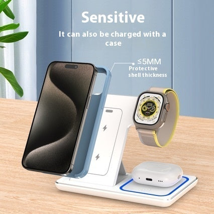 15W 3-in-1 LED Fast Wireless Charger Stand – Foldable Charging Station