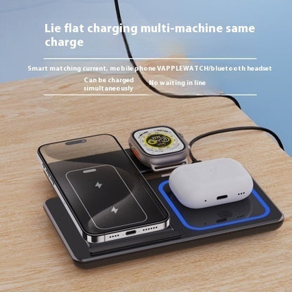 15W 3-in-1 LED Fast Wireless Charger Stand – Foldable Charging Station