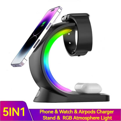 4-in-1 Magnetic Wireless Charger – Fast Charging Station with Ambient Light
